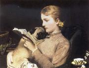 Girl Reading with Pug, Charles Barber